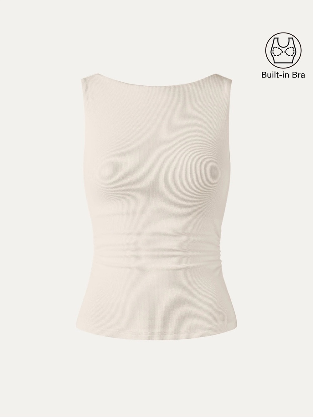 OGL Cream Ribbed Elastic Open Back Bra Tank - Picture 5 of 7